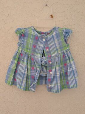Vintage Girls Clothing Basic Editions Plaid 100% Cotton Size 0-3 Months 80s 90s